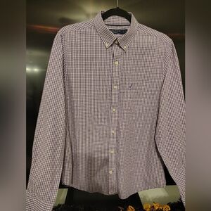 Nautica Men's Purple Checkered Shirt
